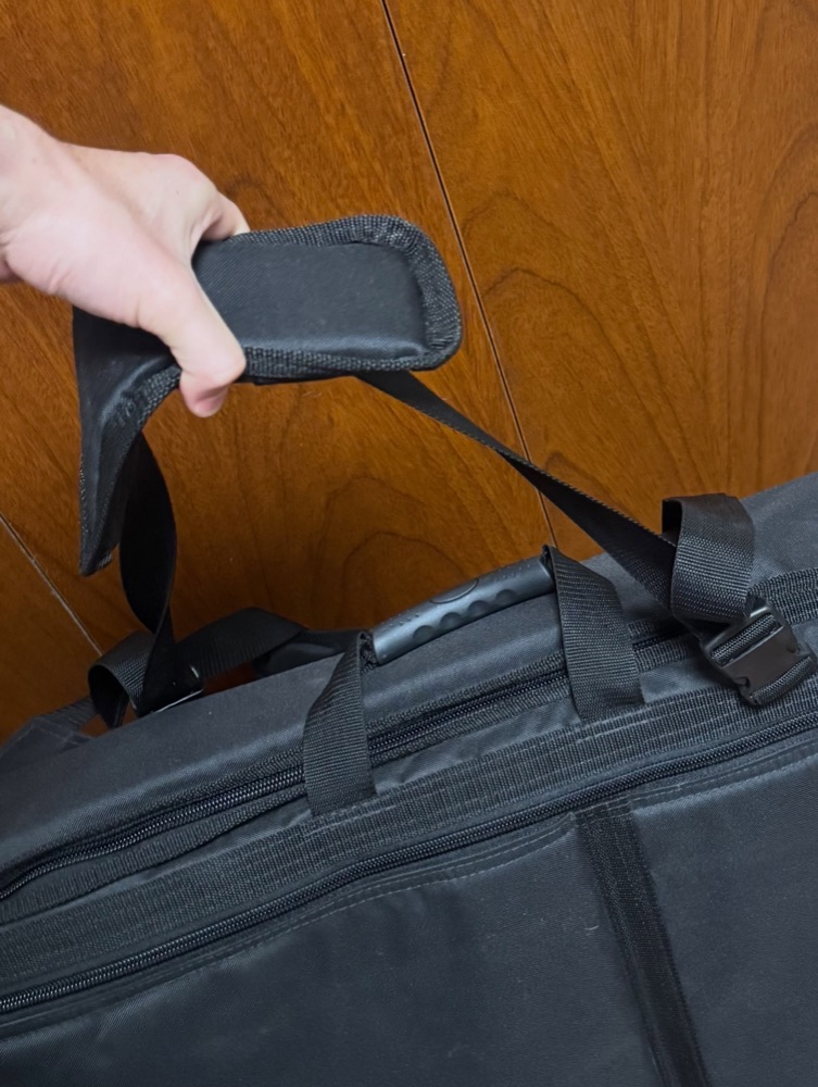 Detalle de asas y terminaciones del bolso